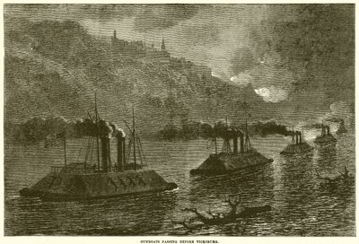 Kanonbåtar passerar före Vicksburg av English School