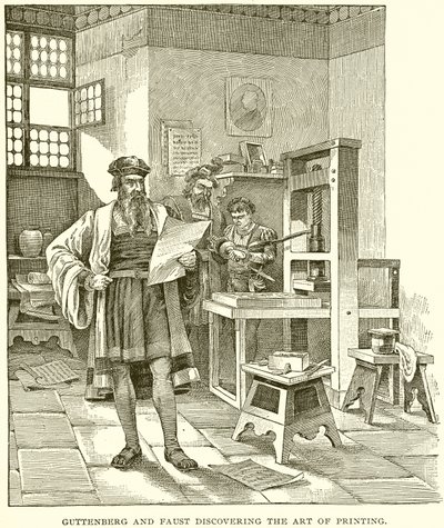 Guttenberg och Faust upptäcker konsten att trycka av English School
