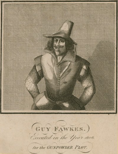 Guy Fawkes, avrättad år 1606 för Gunpowder Plot av English School