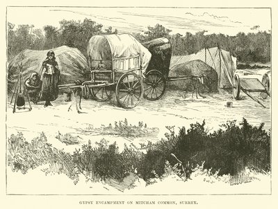 Zigenarläger på Mitcham Common, Surrey av English School