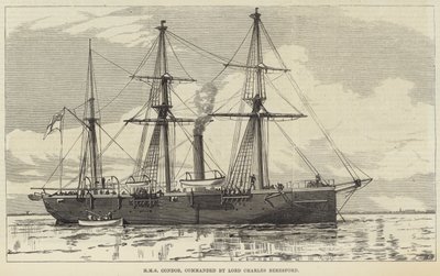 HMS Condor, under kommando av Lord Charles Beresford (gravyr) av English School