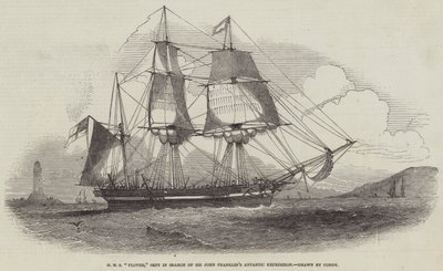 HMS "Plover", skickad på jakt efter Sir John Franklins arktiska expedition (gravyr) av English School
