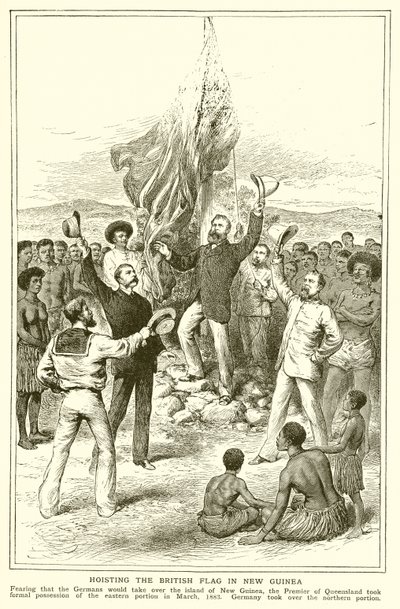 H. M. Chester, Queensland Magistrate vid hissningen av den brittiska flaggan i Nya Guinea, mars 1883 av English School