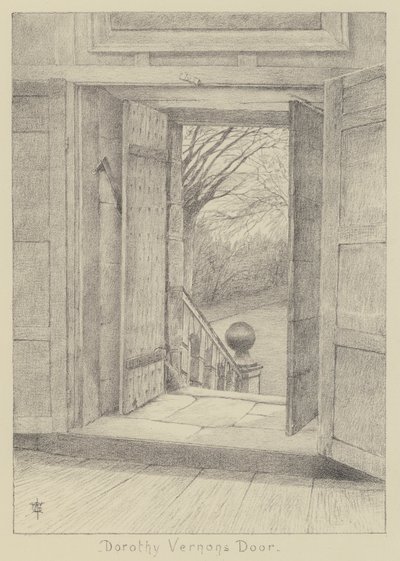 Haddon Hall, Dorothy Vernons dörr (litho) av English School