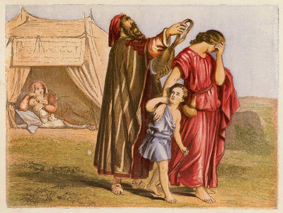 Hagar och Ismael (färglitografi) av English School