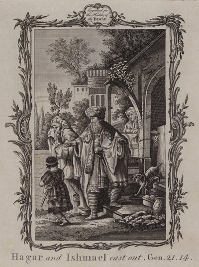 Hagar och Ismael kastas ut (gravyr) av English School
