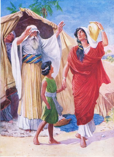 Hagar och Ishmael, från The Bible Picture Book utgiven av Thomas Nelson, c.1950 av English School