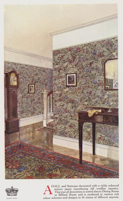Hall och trappa (färg litho) av English School