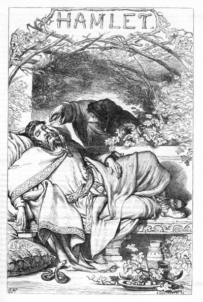 Hamlet - Illustration i "" Completes de William Shakespeare"" 1866 - Illustrationerna och den allmänna formen för denna utgåva är lånade från Cassells illustrerade Shakespeare, publicerad i London av English School