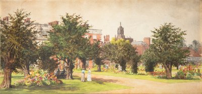 Hampton Court Gardens, ca 1910 (akvarell på papper) av English School