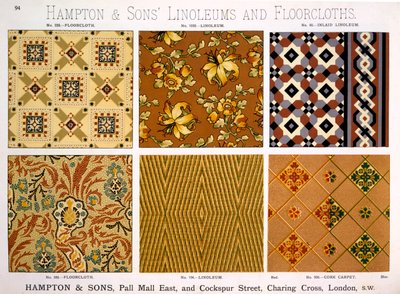 Hampton & Sons design för linoleum och golvdukar, sent C19th av English School