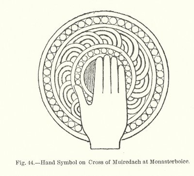 Handsymbol på korset av Muiredach vid Monasterboice (gravyr) av English School