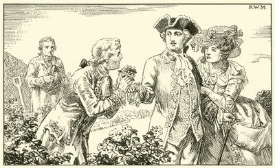 Räckte ett knippe potatisblommor till hans majestät (bläck på papper) av English School