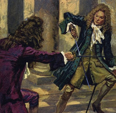 Händel och en kompositör och sångare vid namn Mattheson utkämpade en duell med svärd av English School