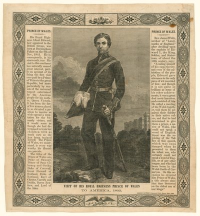 Näsduk till minne av Prince of Wales resa till Amerika, 1860 av English School