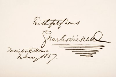 Handstil och signatur av Charles Dickens, 1857 av English School