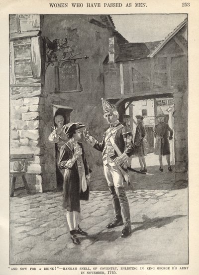 Hannah Snell, tar värvning i King George II:s armé, illustration från 