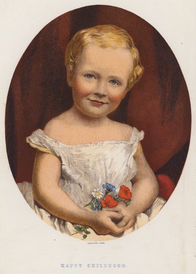 Lycklig barndom (färglitografi) av English School