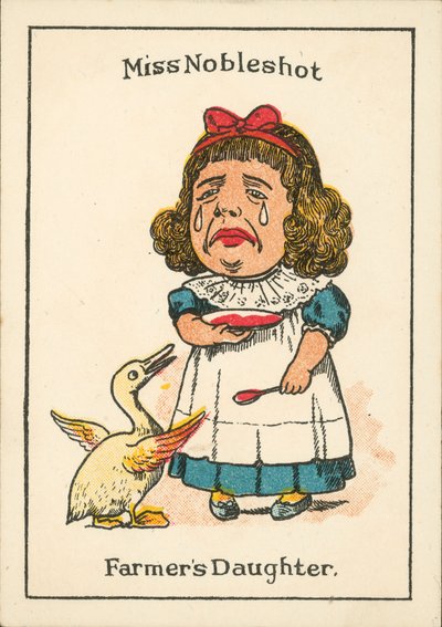 Lyckliga familjer: Miss Nobleshot, bonddotter (färglitografi) av English School