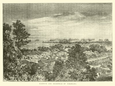 Hamnen och Roadstead i Yokohama av English School