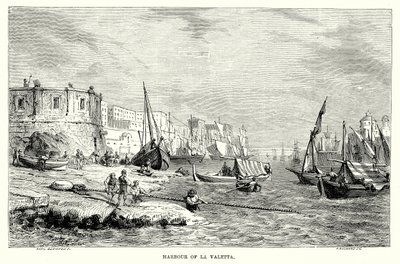 Valettas hamn (gravyr) av English School