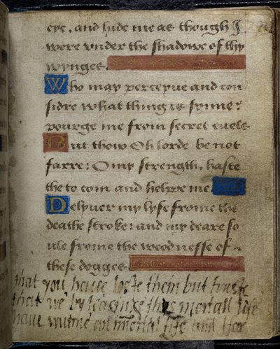 Harley 2342 f.79 Inskription skriven, i marginalen, av Lady Jane Gray till hennes far, hertigen av Suffolk, från Lady Jane Greys bönebok (vellum) av English School