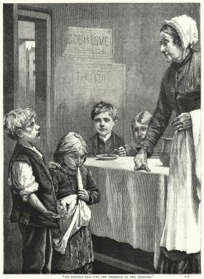 "Han lotsade henne in i älskarinnans närvaro" (gravyr) av English School