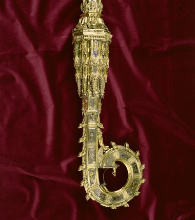 Huvud och skurk på crozier av William of Wykeham (ca 1320-1404): Paul sida (förgylld silver) (detalj) (se 205100-32) av English School