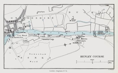 Henley Course (färgad gravyr) av English School