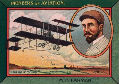 Henri Farman, anglo-fransk flygpionjär, flygplansdesigner och tillverkare (chromolitho) av English School