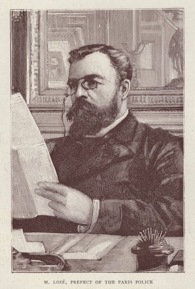Henri Loze, fransk politiker och polisprefekt för Paris (litho) av English School