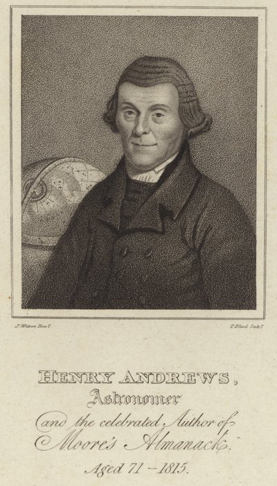 Henry Andrews, Astronom und der gefeierte Autor des Moores Almanack (1744-1820) von English School