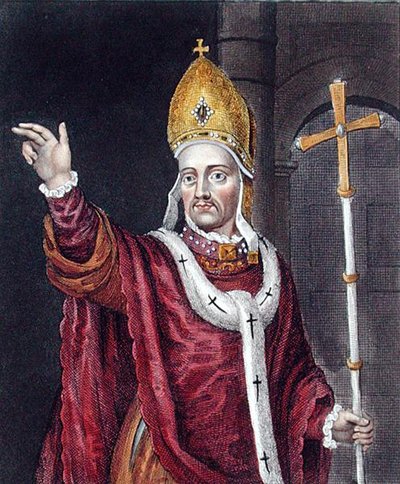 Henry Chichely (c.1362-1443), efter en målning i Bodleian Gallery (färg litho) av English School
