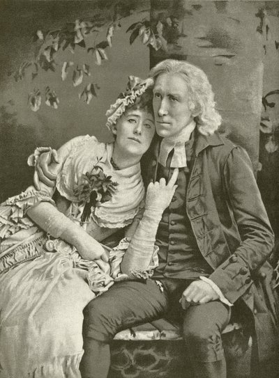 Henry Irving som The Vicar och Ellen Terry som Olivia (gravyr) av English School