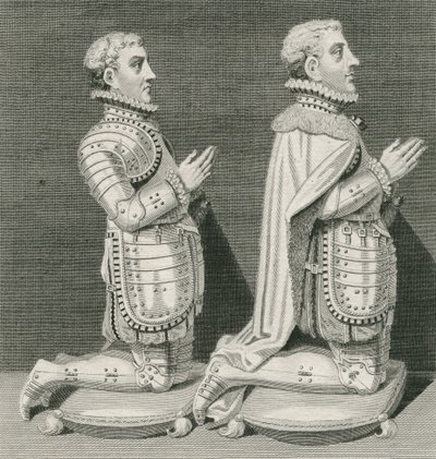 Henry Stuart, Lord Darnley ma lona uso o Charles Stuart, Earl o Lennox, tootutuli i luma o le tuugamau o lo latou tina i Westminster Abbey, na vaneina e Andrew Birrell, 1796 swed av English School