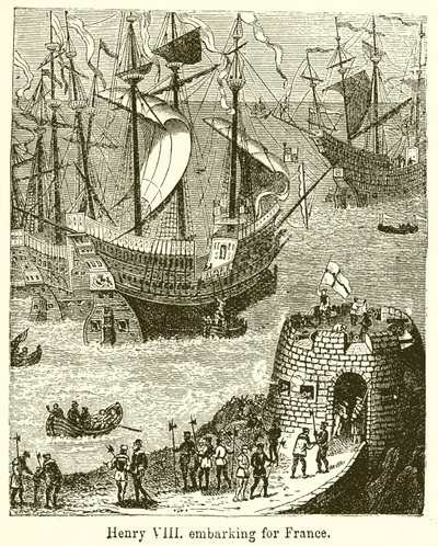 Henrik VIII på väg till Frankrike av English School