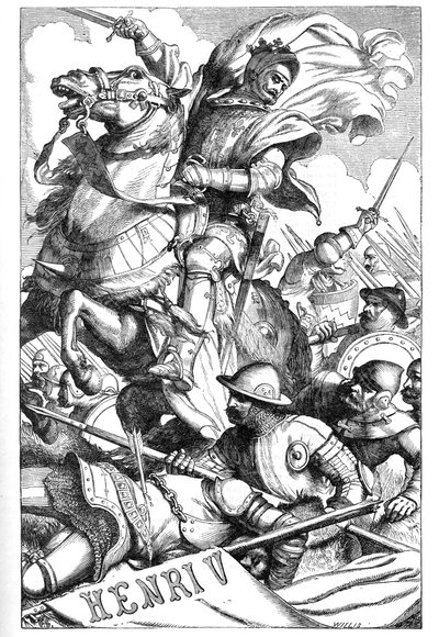 Henry V - (The Chronicle History of Henry the Fifth) - Illustration i "" Completes de William Shakespeare"" 1866 - Illustrationerna och den allmänna formen för denna utgåva är lånade från Cassells illustrerade Shakespeare, publicerad i London av English School