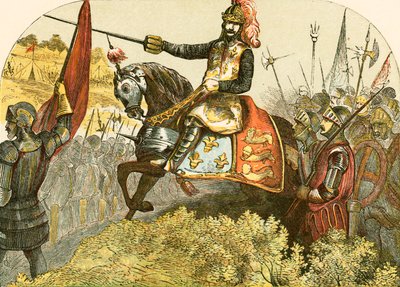 Henrik V i slaget vid Agincourt av English School