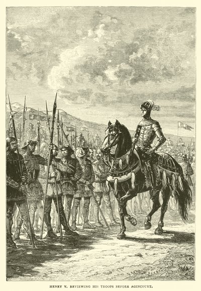 Henry V granskar sina trupper inför Agincourt av English School