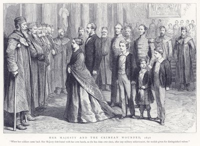Hennes majestät och de sårade på Krim, 1856 av English School