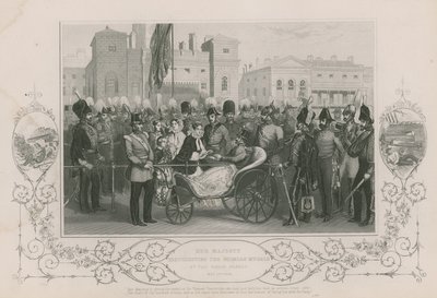 Hennes Majestät delade ut Krimmedaljerna vid hästgardet den 18 maj 1856 av English School