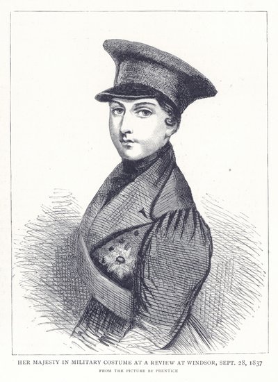 Hennes Majestät i militärdräkt vid en granskning i Windsor, 28 september 1837 av English School