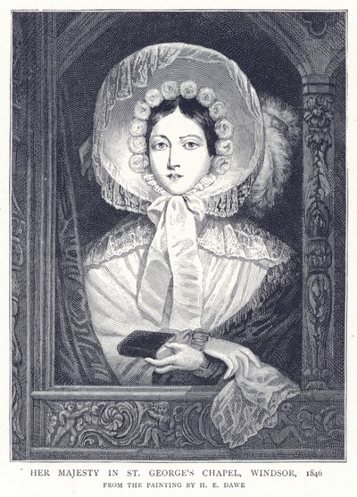 Hennes Majestät i St. Georges Chapel, Windsor, 1846 av English School