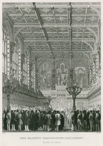 Hennes Majestät prorogerar parlamentet, House of Lords av English School