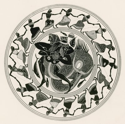 Herakles brottas med Triton (gravyr) av English School