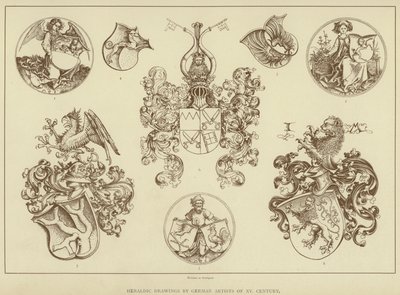 Heraldiska teckningar av tyska konstnärer från 1600-talet (litografi) av English School