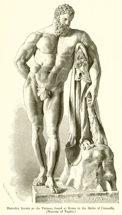 Hercules, känd som Farnese, hittades i Rom i Caracalla-baden. (Neples museum) av English School
