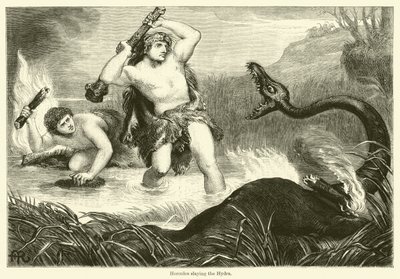 Herkules dödar Hydra (gravyr) av English School