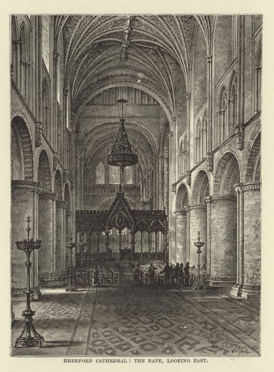 Herefords katedral, långhuset, österut av English School
