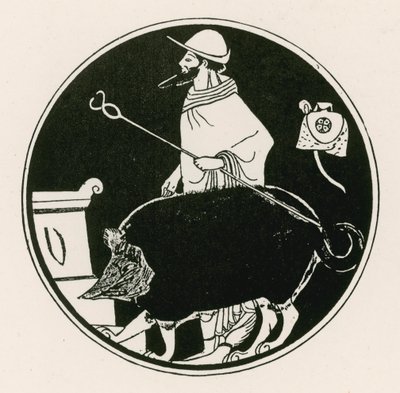 Hermes och den maskerade hunden (gravyr) av English School